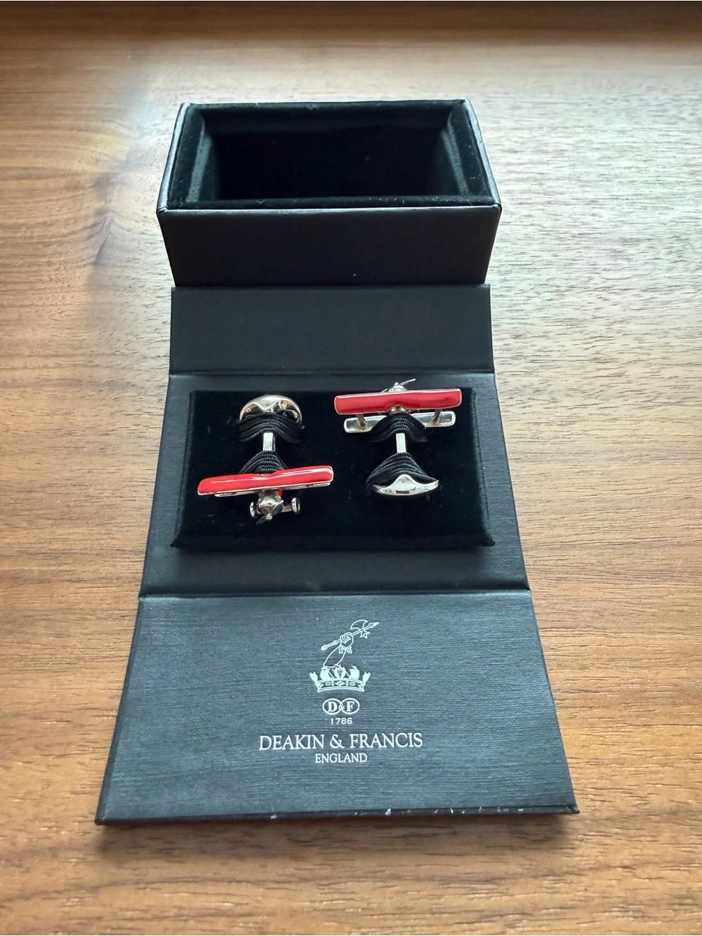 Deakin & Francis Red Biplane Sterling Silver Cufflinks